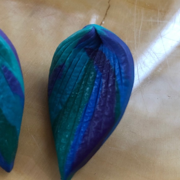 Hand crafted polymer Leaf Earrings - Picture 3 of 5